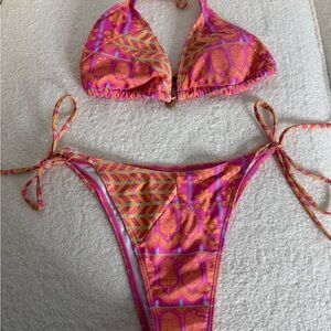 Vibrant Pink and Orange Bikini Set